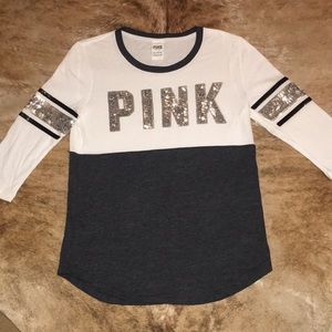 Pink 3/4 sequin shirt